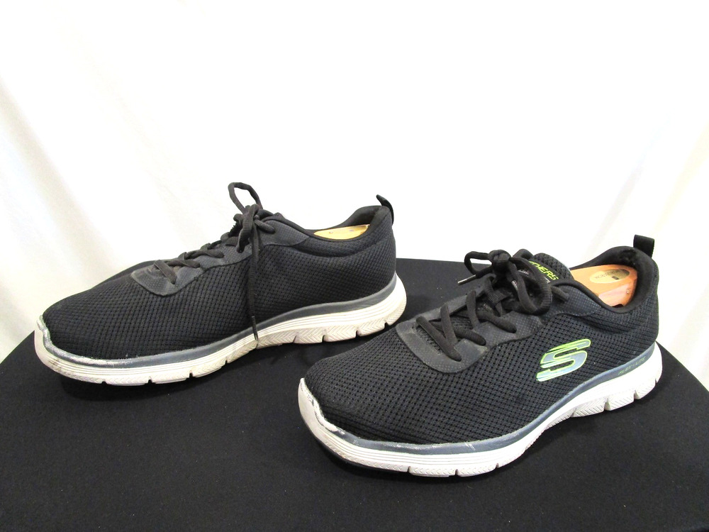 Sketcher Flex-Lite Memory Foam Lace Up Black Sneakers Men 12